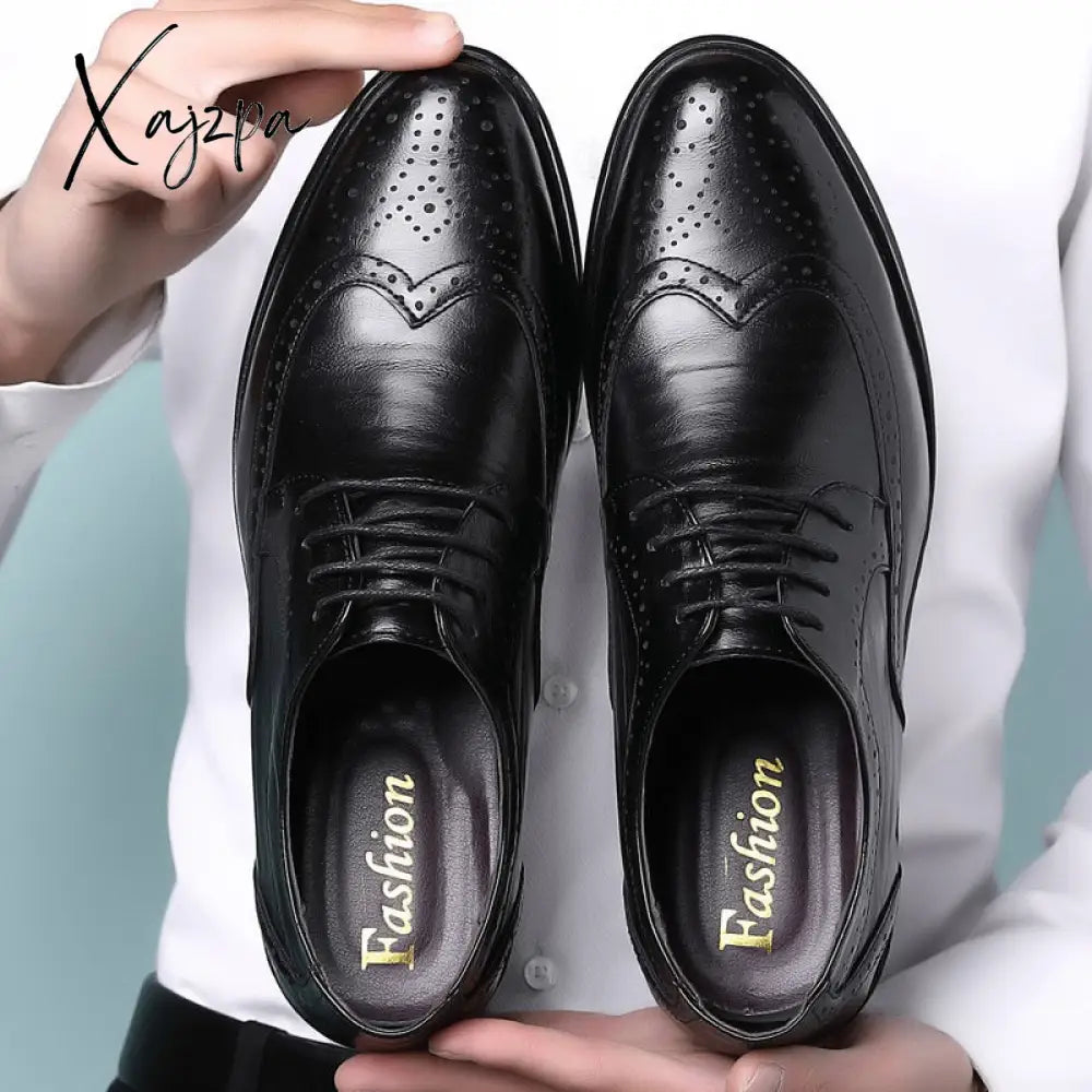 Xajzpa - Handcrafted Mens Oxford Shoes Genuine Calfskin Leather Brogue Dress Classic Business