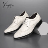Xajzpa - Handcrafted Mens Oxford Shoes Genuine Calfskin Leather Brogue Dress Classic Business
