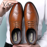 Xajzpa - Handcrafted Mens Oxford Shoes Genuine Calfskin Leather Brogue Dress Classic Business