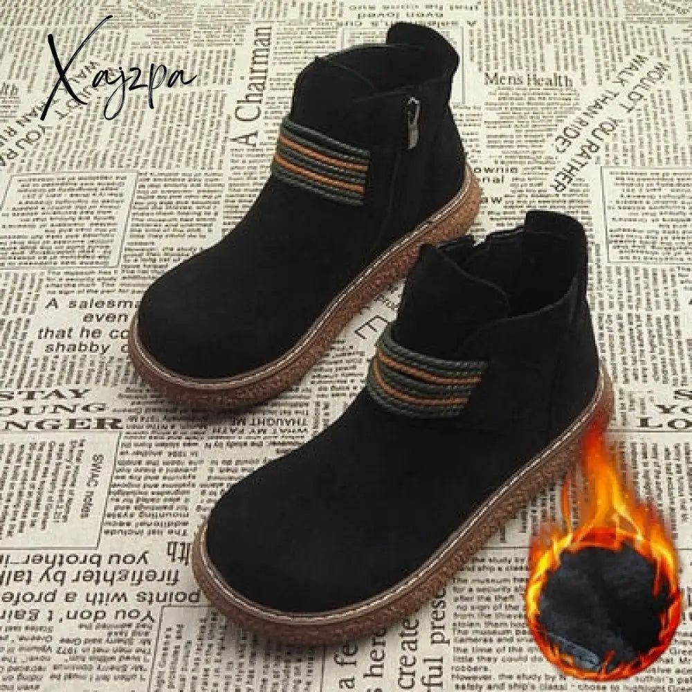 Xajzpa - Harajuku Martin Boots British Wind Short New Mori Literary Retro Thick Bottom Womenโs