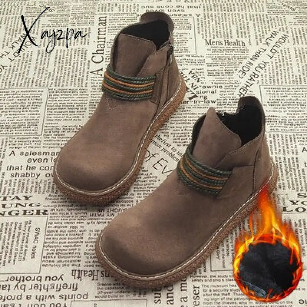 Xajzpa - Harajuku Martin Boots British Wind Short New Mori Literary Retro Thick Bottom Womenโs