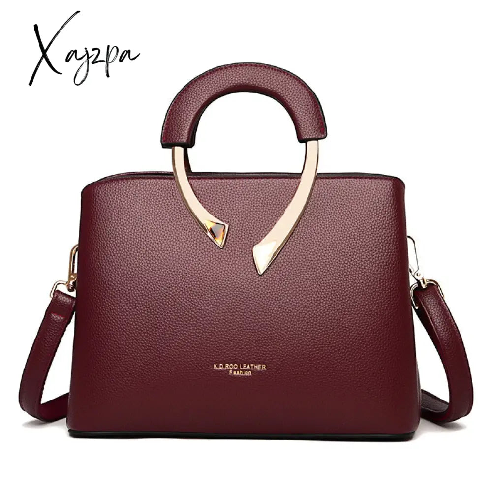 Xajzpa - High Quality Leather Casual Crossbody Shoulder Bags For Women New Luxury Purses And