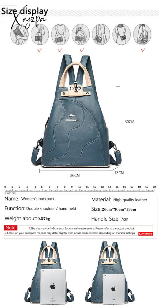 Xajzpa - High Quality Leather Women Backpack Large Capacity School Bags For Teenage Girls