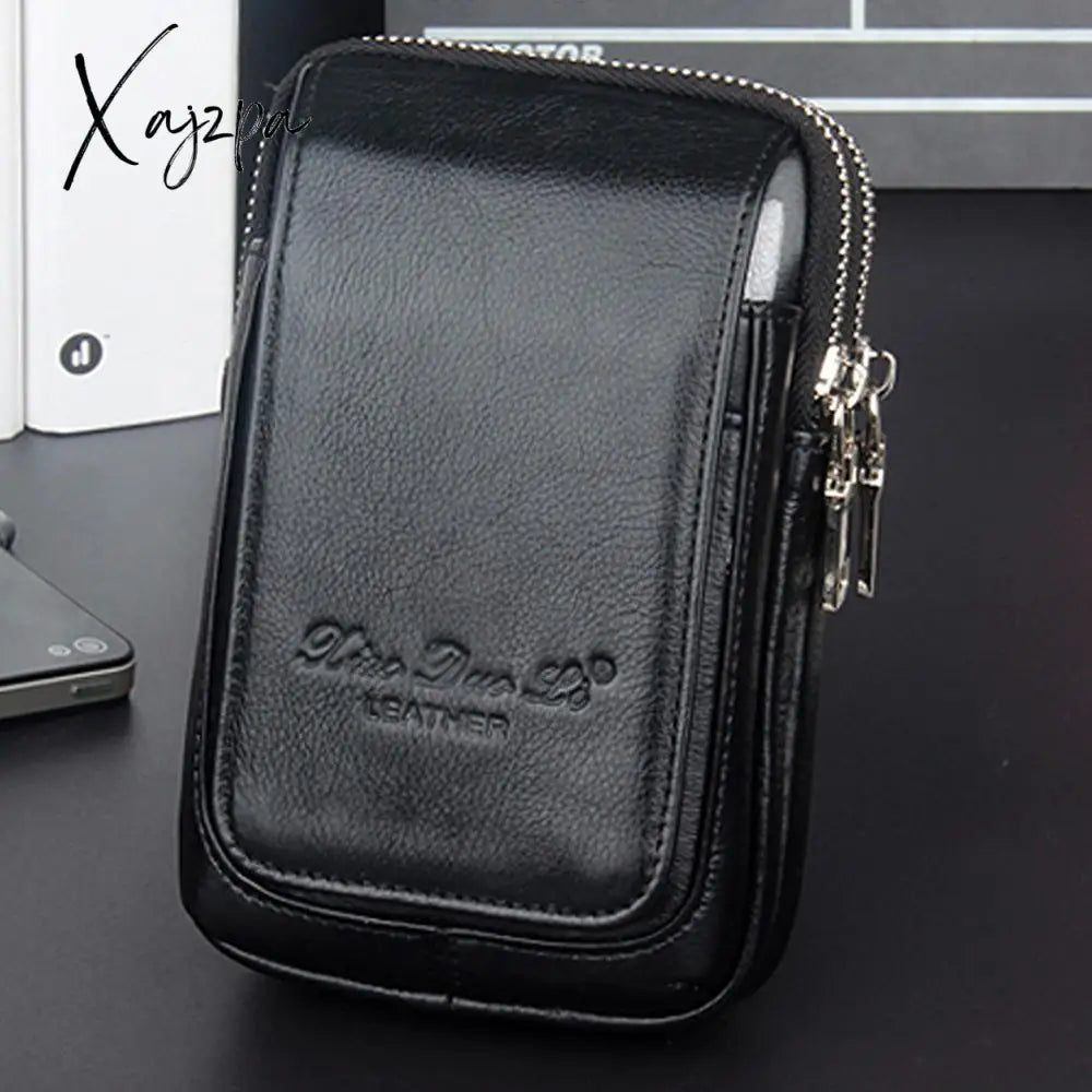 Xajzpa - High Quality Men Genuine Leather Waist Pack Bag Coin Cigarette Purse Pocket Pouch Belt Bum