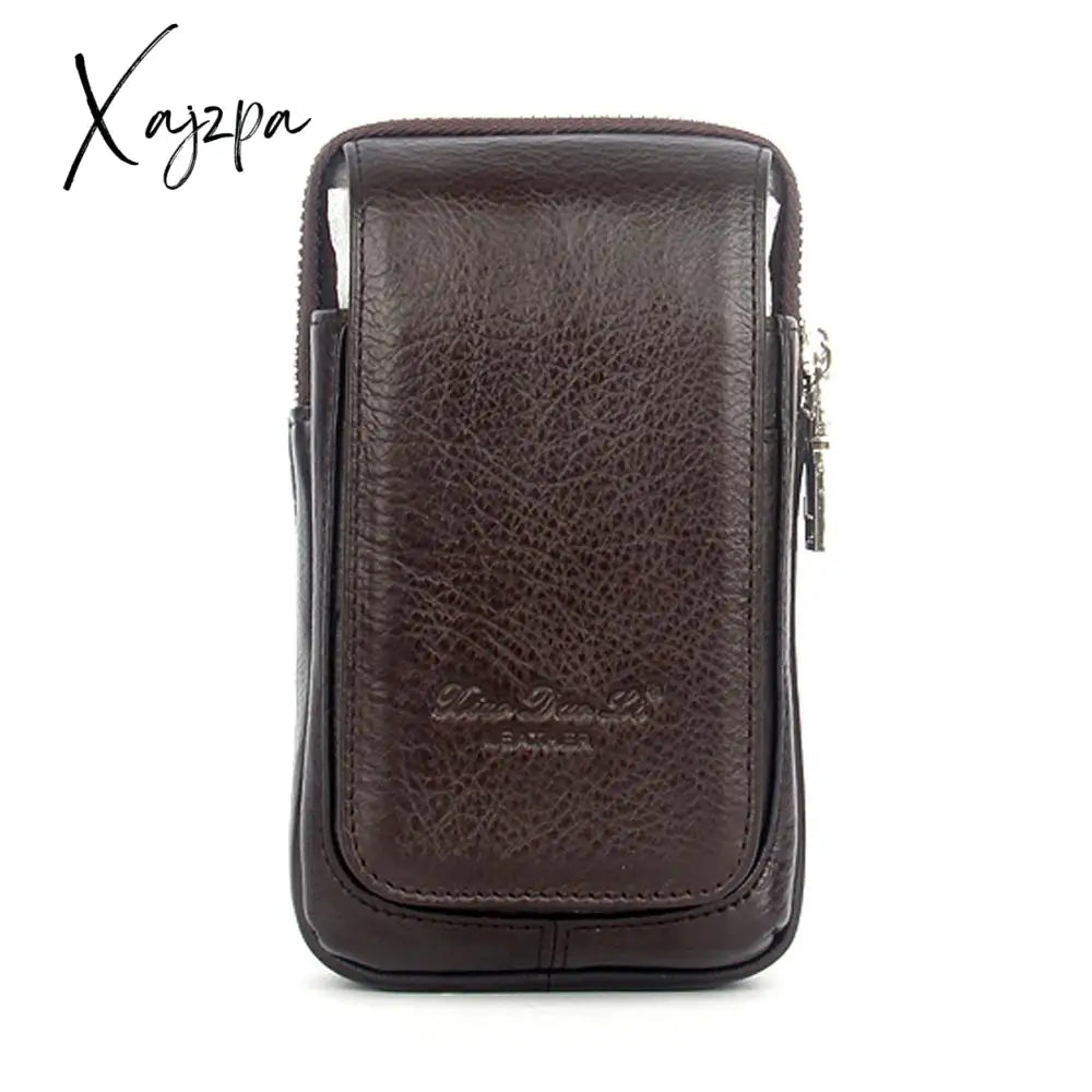 Xajzpa - High Quality Men Genuine Leather Waist Pack Bag Coin Cigarette Purse Pocket Pouch Belt Bum