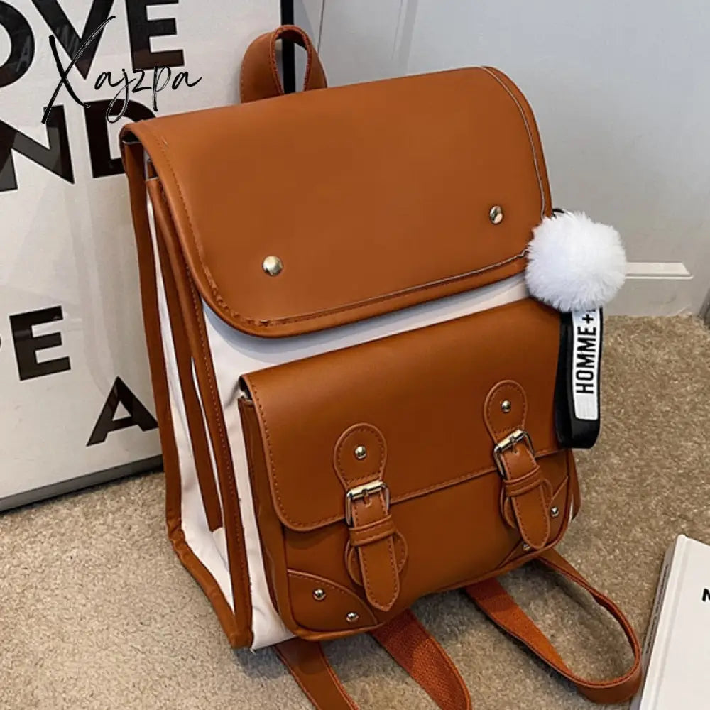 Xajzpa - High Quality Pu Leather Backpacks For Women Luxury Designer Fashion Girls School Bags