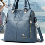 Xajzpa - Hot Leather Luxury Handbags Women Bags Designer Multifunction Shoulder Bags For Women Travel Back Pack Mochila Feminina Sac