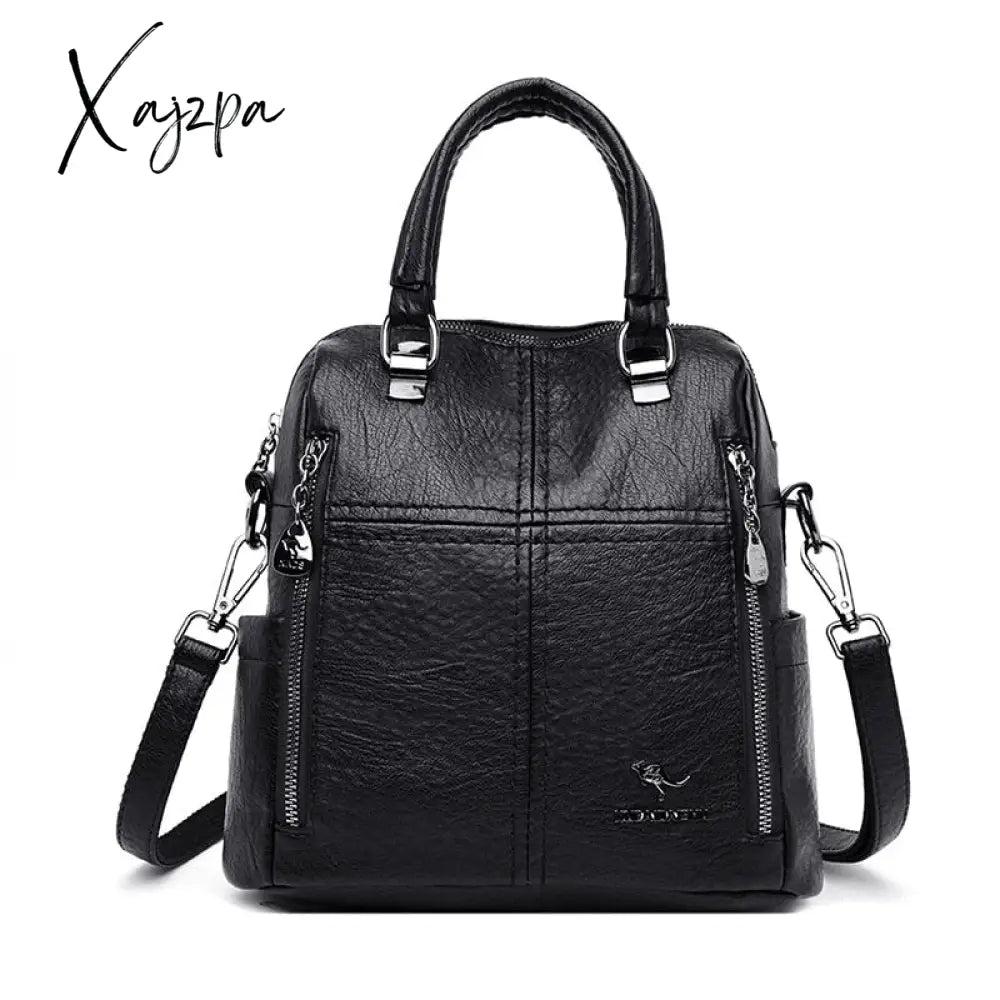 Xajzpa - Hot Leather Luxury Handbags Women Bags Designer Multifunction Shoulder For Travel Back