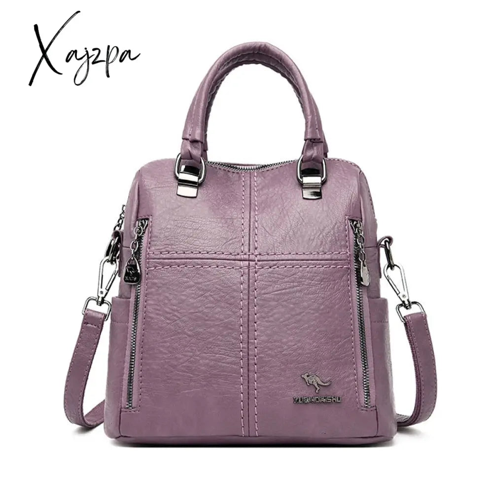 Xajzpa - Hot Leather Luxury Handbags Women Bags Designer Multifunction Shoulder For Travel Back
