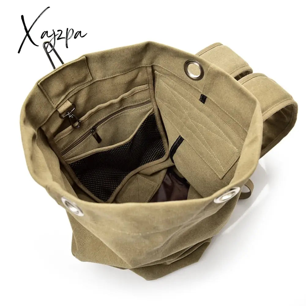 Xajzpa - Large Capacity Rucksack Man Travel Bag Mountaineering Backpack Male Luggage Canvas Bucket