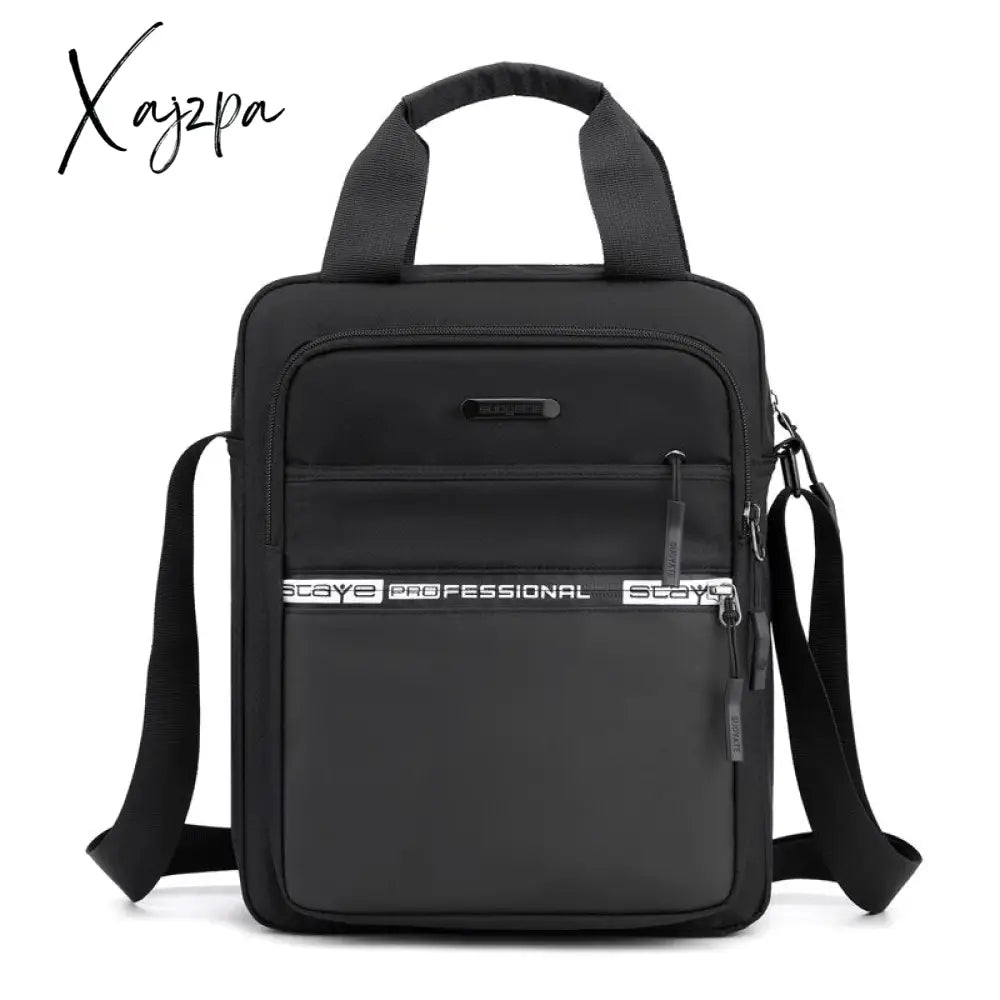 Xajzpa - Large Capacity Shoulder Bag For Men Casual Waterproof Nylon Messenger Black Business A4