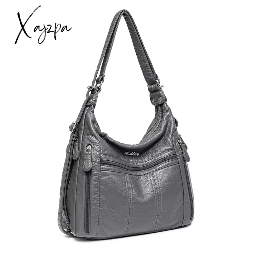 Xajzpa - Large Capacity Women Handbag Pu Leather Crossbody Bag Female Multifunction Shoulder Pink