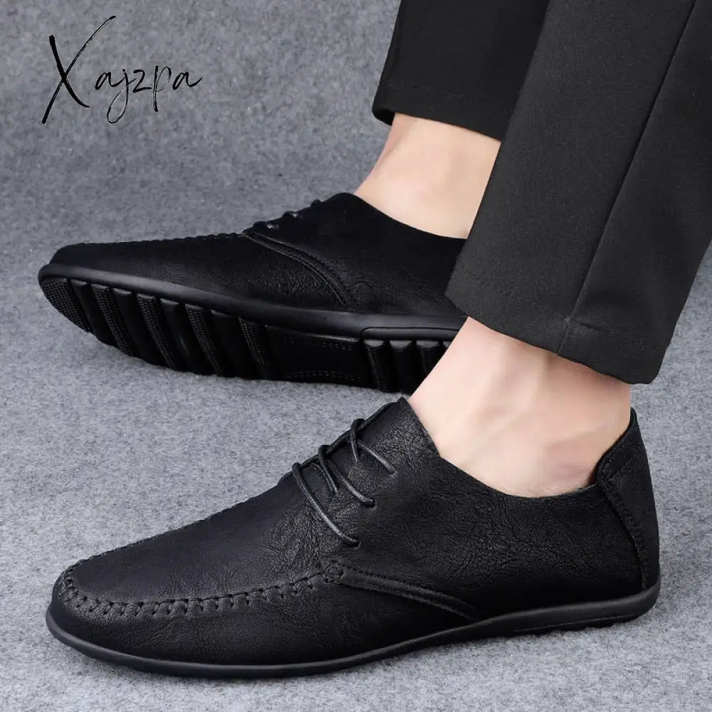 Xajzpa - Leather Men Shoes Fashion Formal Moccasins Italian Breathable Male Driving Black Plus Size