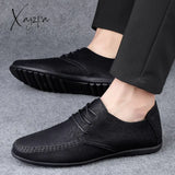 Xajzpa - Leather Men Shoes Fashion Formal Moccasins Italian Breathable Male Driving Black Plus Size