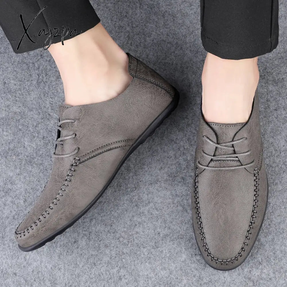 Xajzpa - Leather Men Shoes Fashion Formal Moccasins Italian Breathable Male Driving Black Plus Size