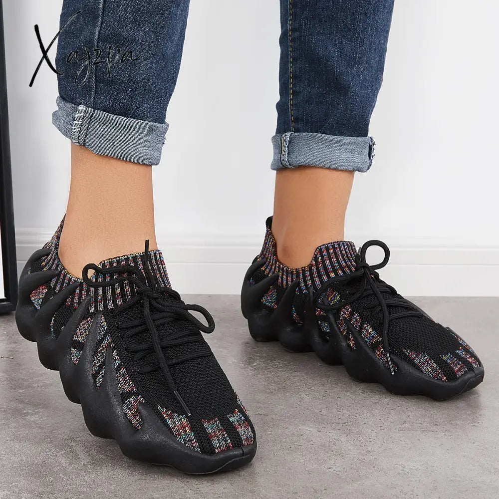 Xajzpa - Lightweight Slip On Running Sneakers Knitted Walking Shoes