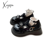 Xajzpa - Lolita Shoes Latform Loafers Mary Jane Women Retro British Small Leather Bow Tie