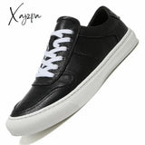 Xajzpa - Men Casual Shoes Luxury Brand Fashion Black White Sneakers 100% Cow Leather Breathable