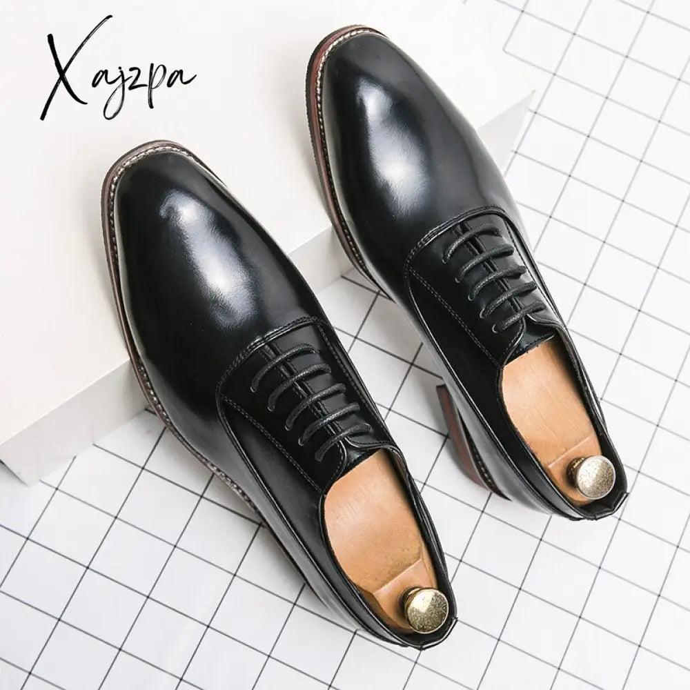 Xajzpa - Men Fashion Oxford Shoes Party Wedding Classic Business Formal Pointed Leather Man Boss