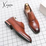 Xajzpa - Men Fashion Oxford Shoes Party Wedding Classic Business Formal Pointed Leather Man Boss