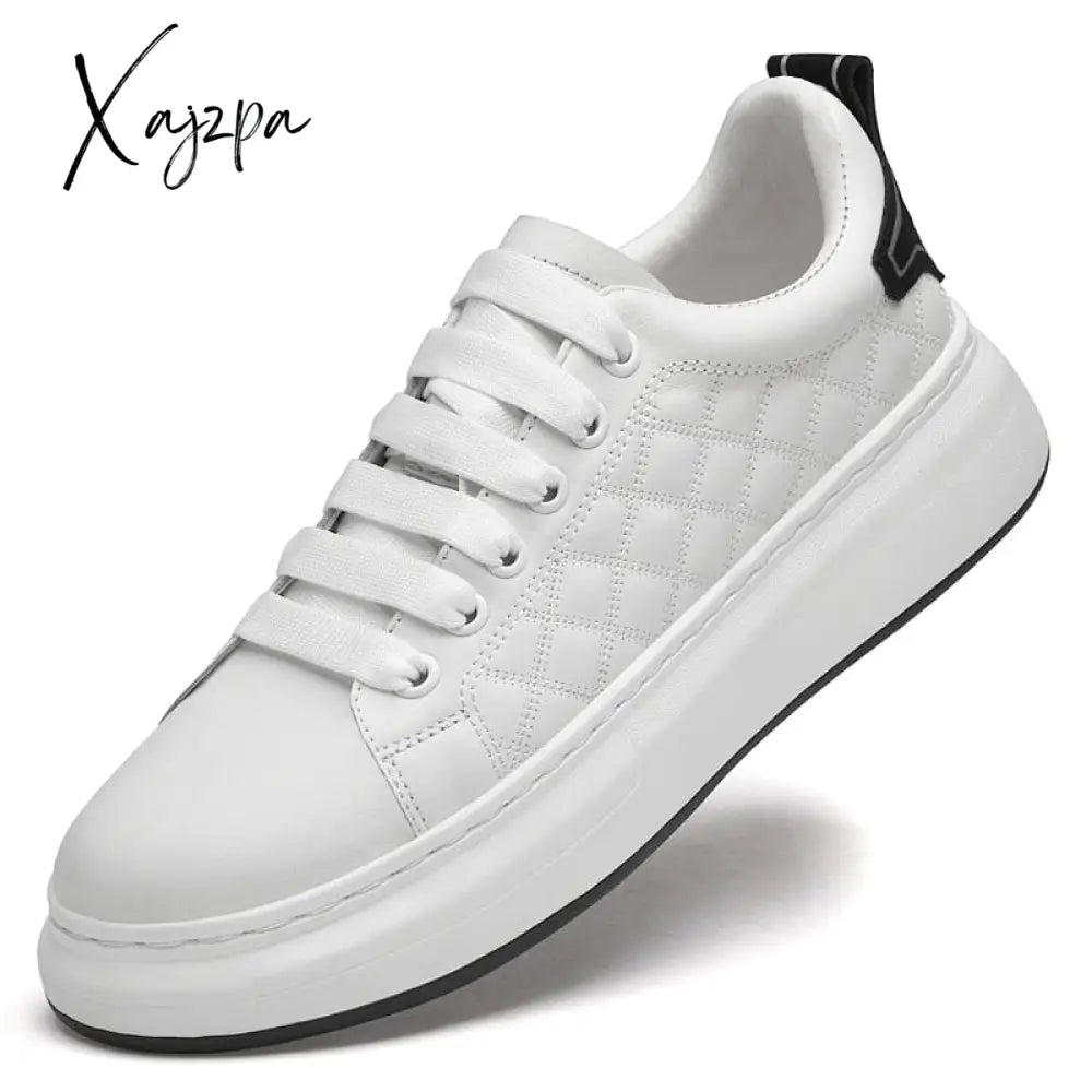 Xajzpa - Men Genuine Leather Casual White Shoes Mens Spring Slip On Lazy Shoe Fashion Breathable
