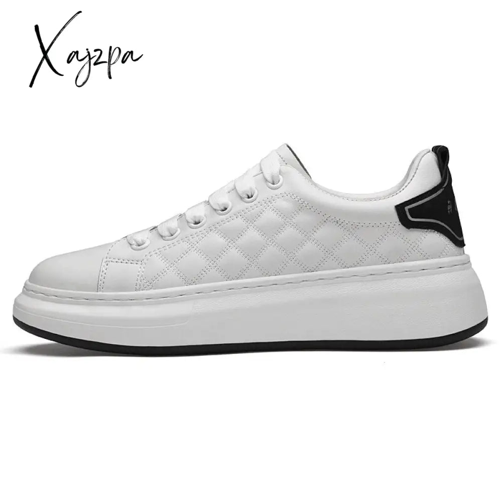Xajzpa - Men Genuine Leather Casual White Shoes Mens Spring Slip On Lazy Shoe Fashion Breathable