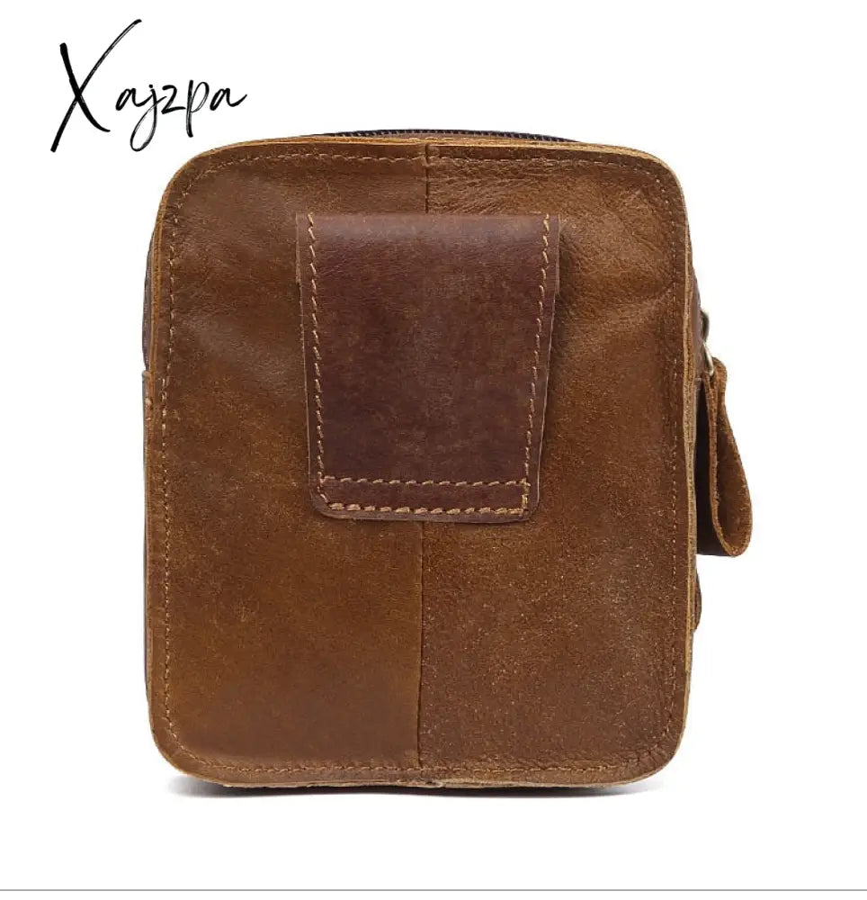 Xajzpa - Men Genuine Leather Fanny Waist Bag Cell/Mobile Phone Pocket S713-40 Belt Bum Pouch Pack