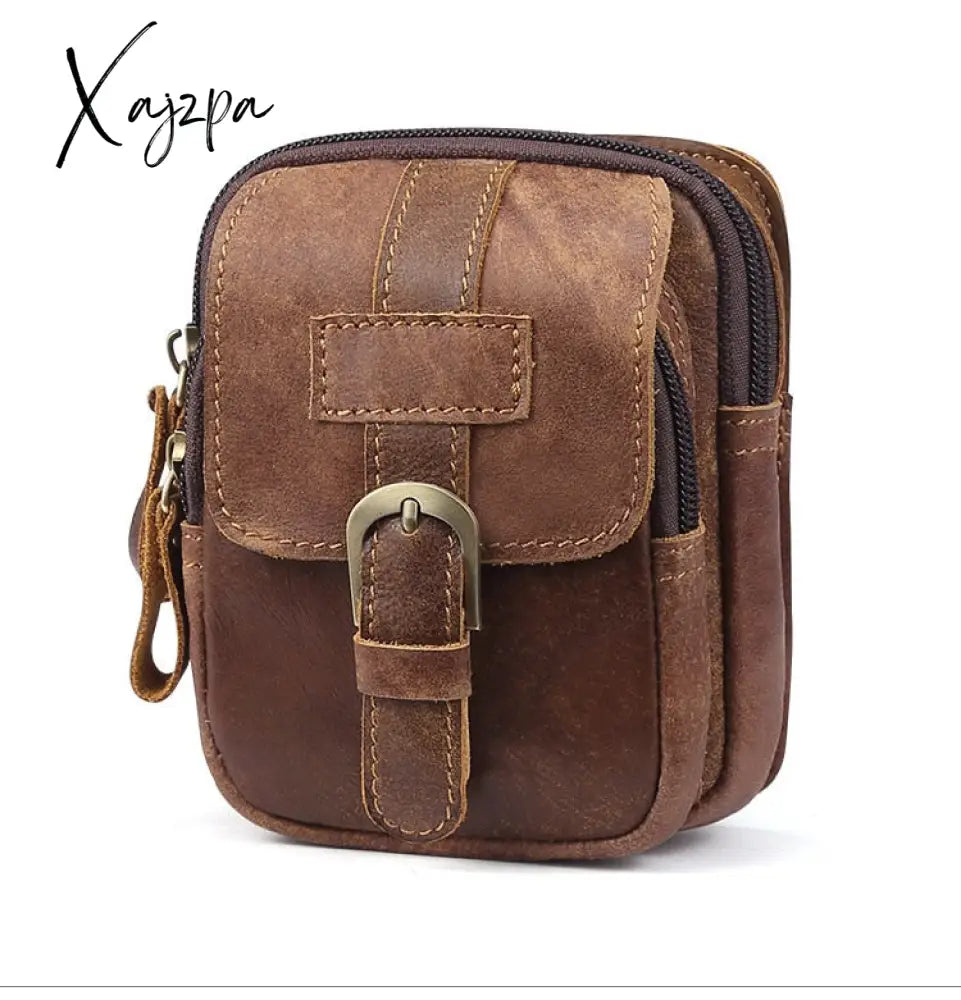 Xajzpa - Men Genuine Leather Fanny Waist Bag Cell/Mobile Phone Pocket S713-40 Belt Bum Pouch Pack