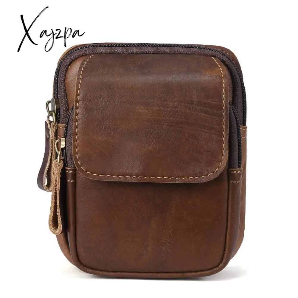 Xajzpa - Men Genuine Leather Fanny Waist Bag Cell/Mobile Phone Pocket S713-40 Belt Bum Pouch Pack
