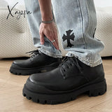 Xajzpa - Men Harajuku Korean Man Leather Couple Shoes Streetwear Fashion Casual Thick Platform