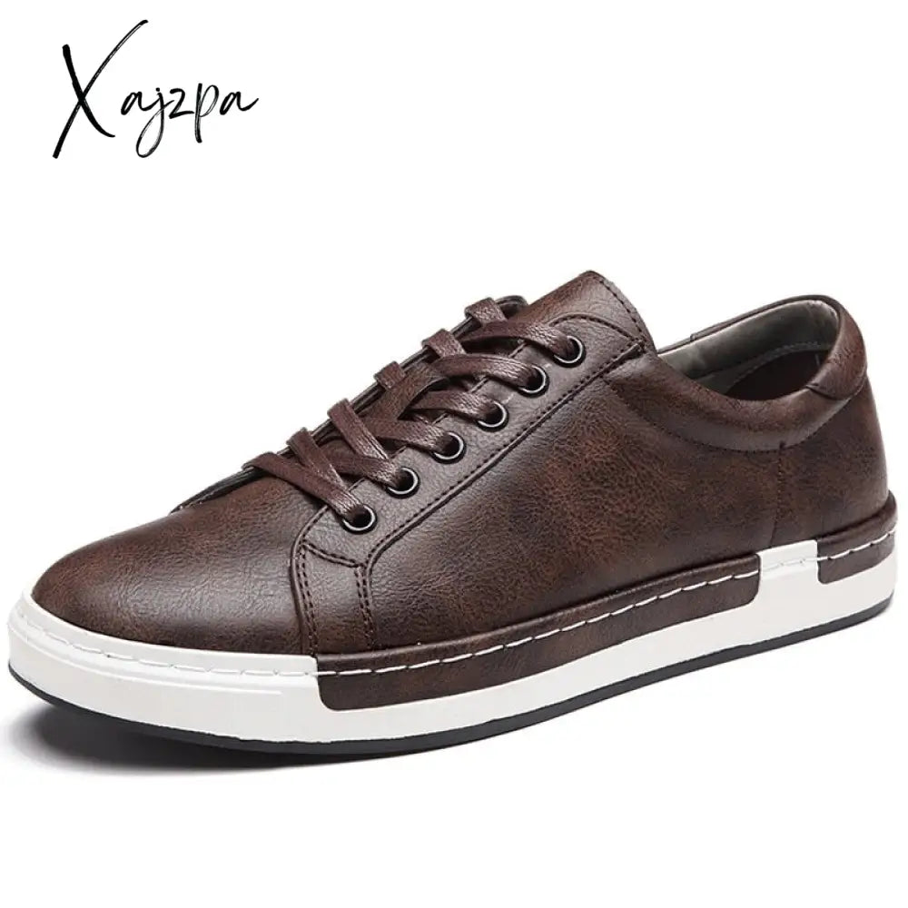 Xajzpa - Men Leather Casual Shoes Sneakers Autumn Brand Mens Suede Comfortable Flat Male Footwear