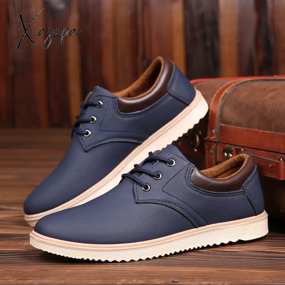 Xajzpa - Men Leather Casual Shoes Summer Brand Comfortable Flat For Trendy Sneaker Oxfords