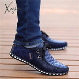 Xajzpa - Men Leather Shoes Autumn Men's Casual Shoes Breathable Light Weight White Sneakers Driving Shoes Pointed Toe Business Men Shoes