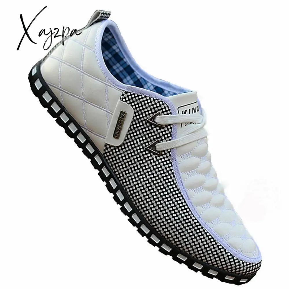 Xajzpa - Men Leather Shoes Autumn Men’s Casual Breathable Light Weight White Sneakers Driving