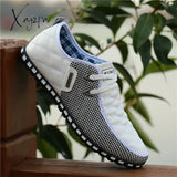 Xajzpa - Men Leather Shoes Autumn Men’s Casual Breathable Light Weight White Sneakers Driving