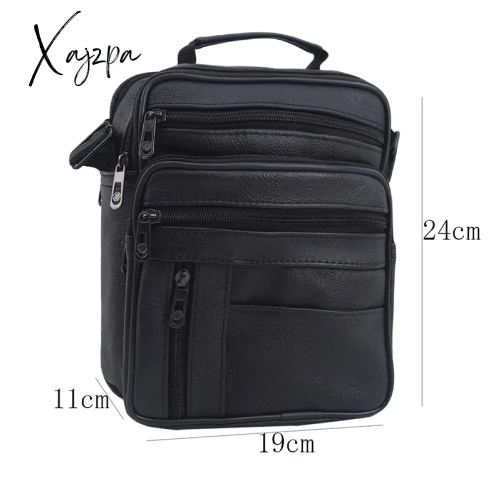 Xajzpa - Men Pu Leather Briefcases High Quality Cowhide Handbags Male Zipper Messenger Bags For