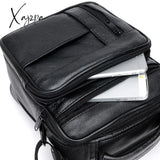 Xajzpa - Men Pu Leather Briefcases High Quality Cowhide Handbags Male Zipper Messenger Bags For