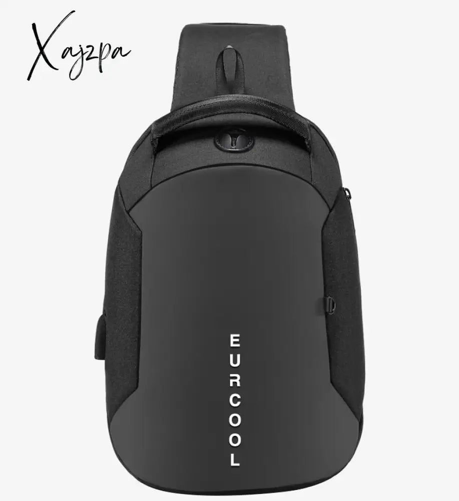 Xajzpa - Men Pvc Multifunctional Shoulder Bags Travel Pack Waterproof Usb Sling Chest Bag Messenger