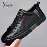 Xajzpa - Men Shoes Fashion Designer Genuine Leather Casual Leisure Flats Skateboard Cow Youth