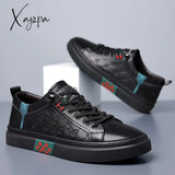 Xajzpa - Men Shoes Fashion Designer Genuine Leather Casual Shoes Leisure Flats Skateboard Shoes Cow Leather Youth Lace-up Loafers