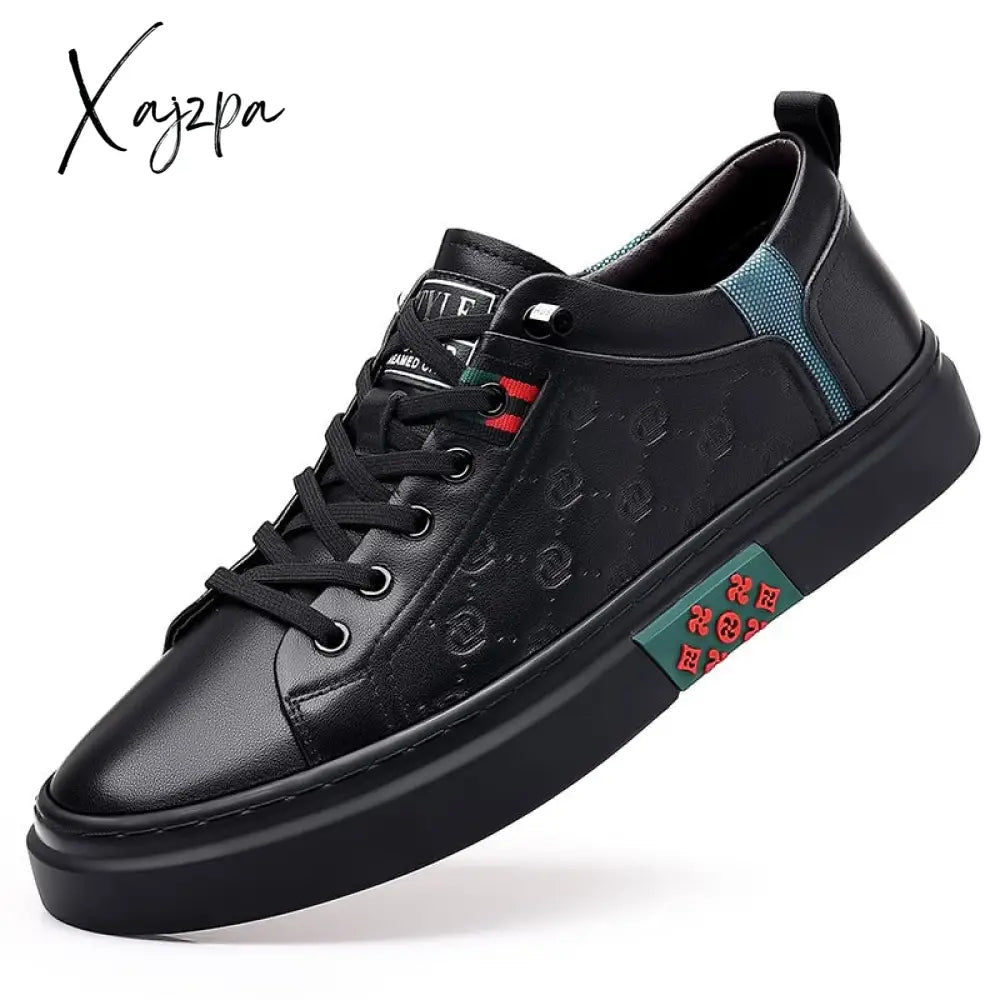 Xajzpa - Men Shoes Fashion Designer Genuine Leather Casual Leisure Flats Skateboard Cow Youth