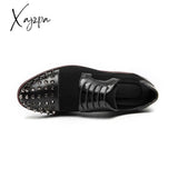 Xajzpa - Men Shoes Punk Rivet Black Lace-Up Breathable Casual Fashion Handmade For Dress