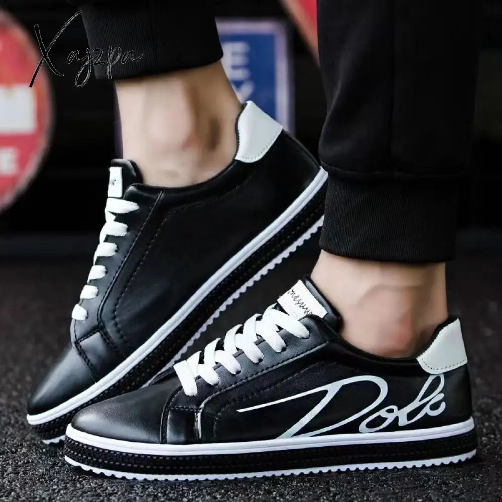 Xajzpa - Men Shoes Sneakers Comfortable Flats White Casual Leather Tenis Fall Male Lace Up Walking