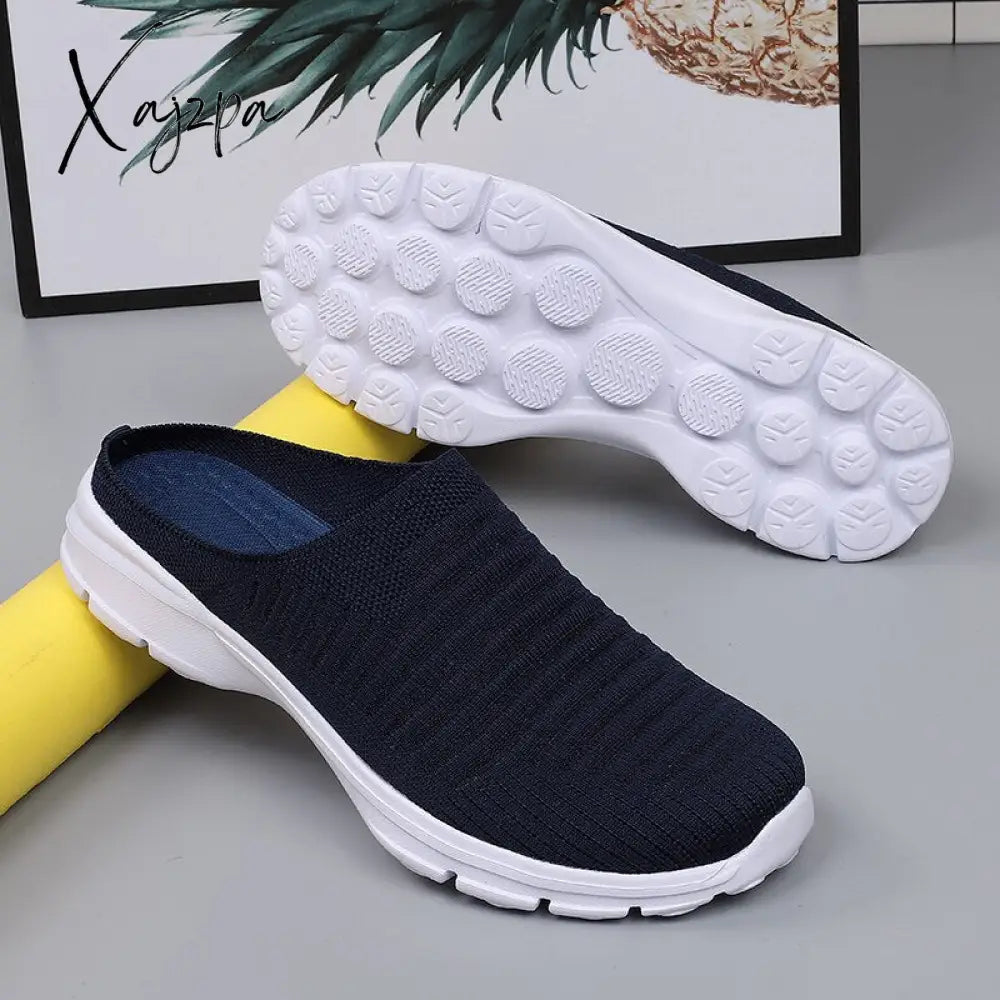 Xajzpa - Men Slippers Summer Mesh Breathable Home Indoor Thick Bottom Slides Fashion Couple Walking