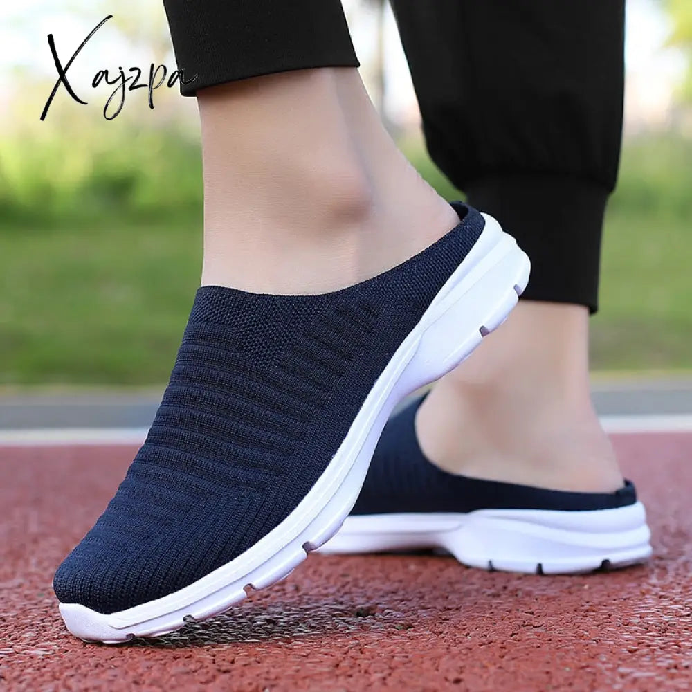 Xajzpa - Men Slippers Summer Mesh Breathable Home Indoor Thick Bottom Slides Fashion Couple Walking