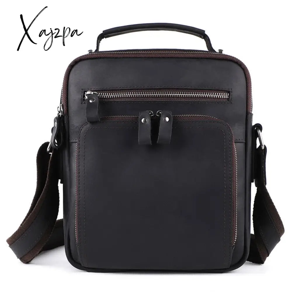 Xajzpa - Men Top Layer Cowhide Genuine Leather Shoulder Bag Handbags Business Travel Retro