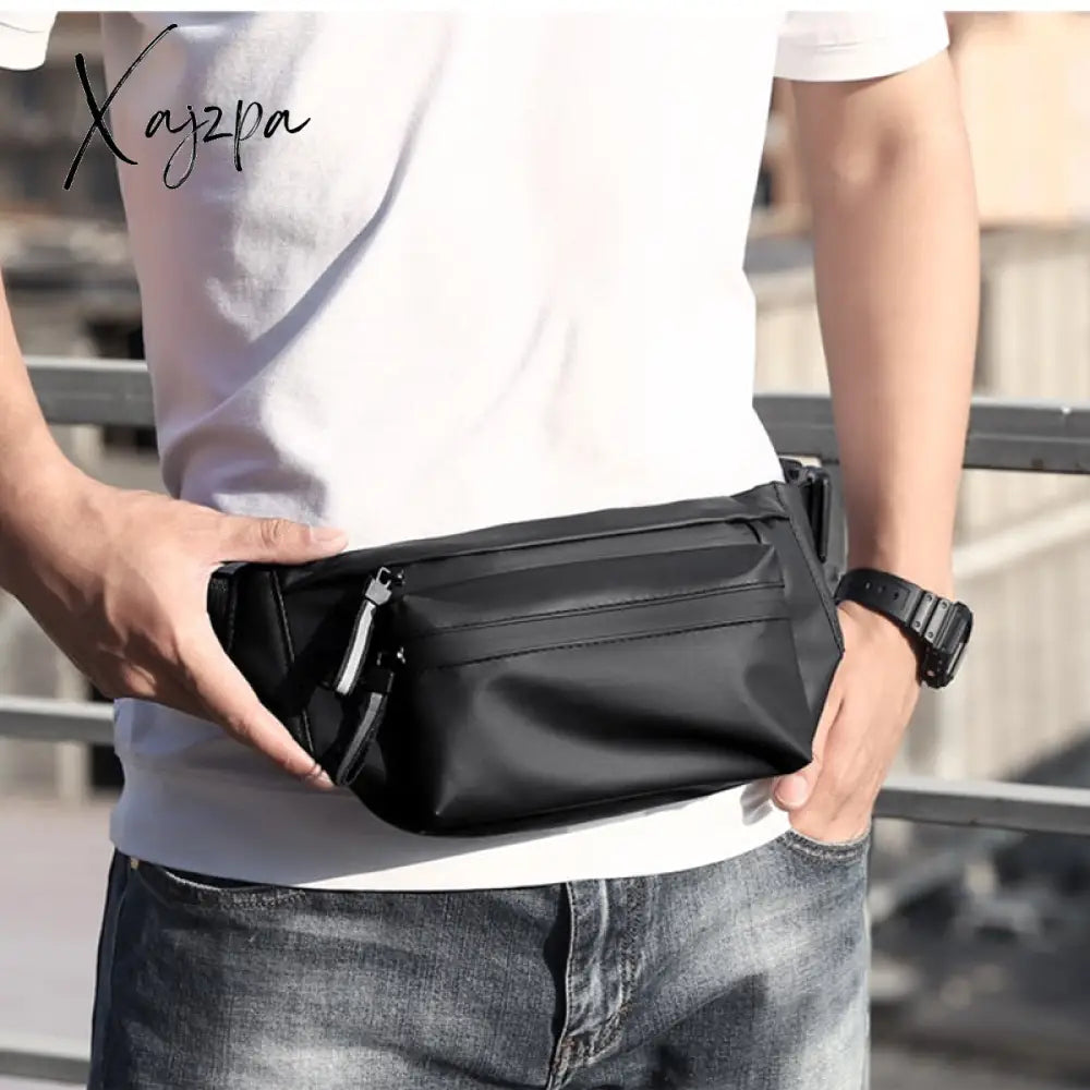 Xajzpa - Men Waist Fanny Pack Hip Bum Belt Bag Money Pouch Travel Fashion Waterproof Oxford Male