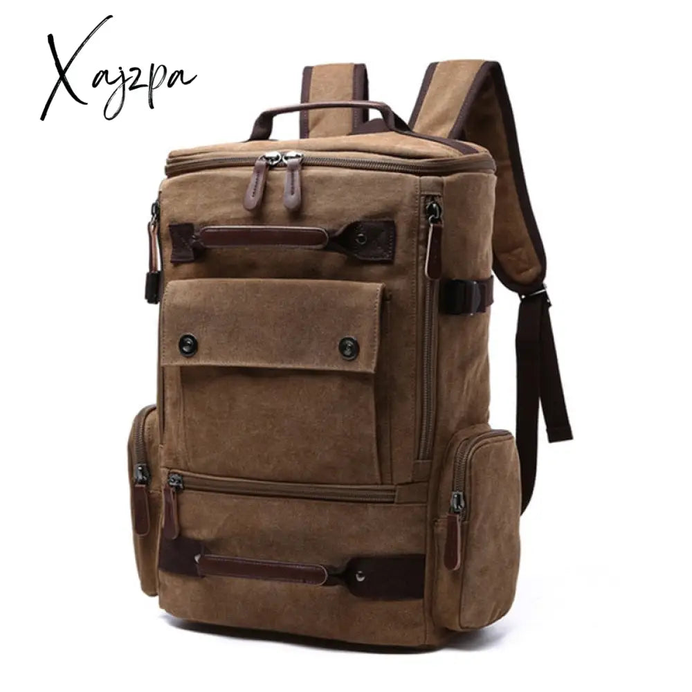 Xajzpa - Men’s Backpack Vintage Canvas School Bag Travel Bags Large Capacity Laptop High Qualit