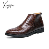 Xajzpa - Men’s Boots Zip Black Brown Low-Heeled Business Handmade Cowboy Botas De Trabajo Hombre