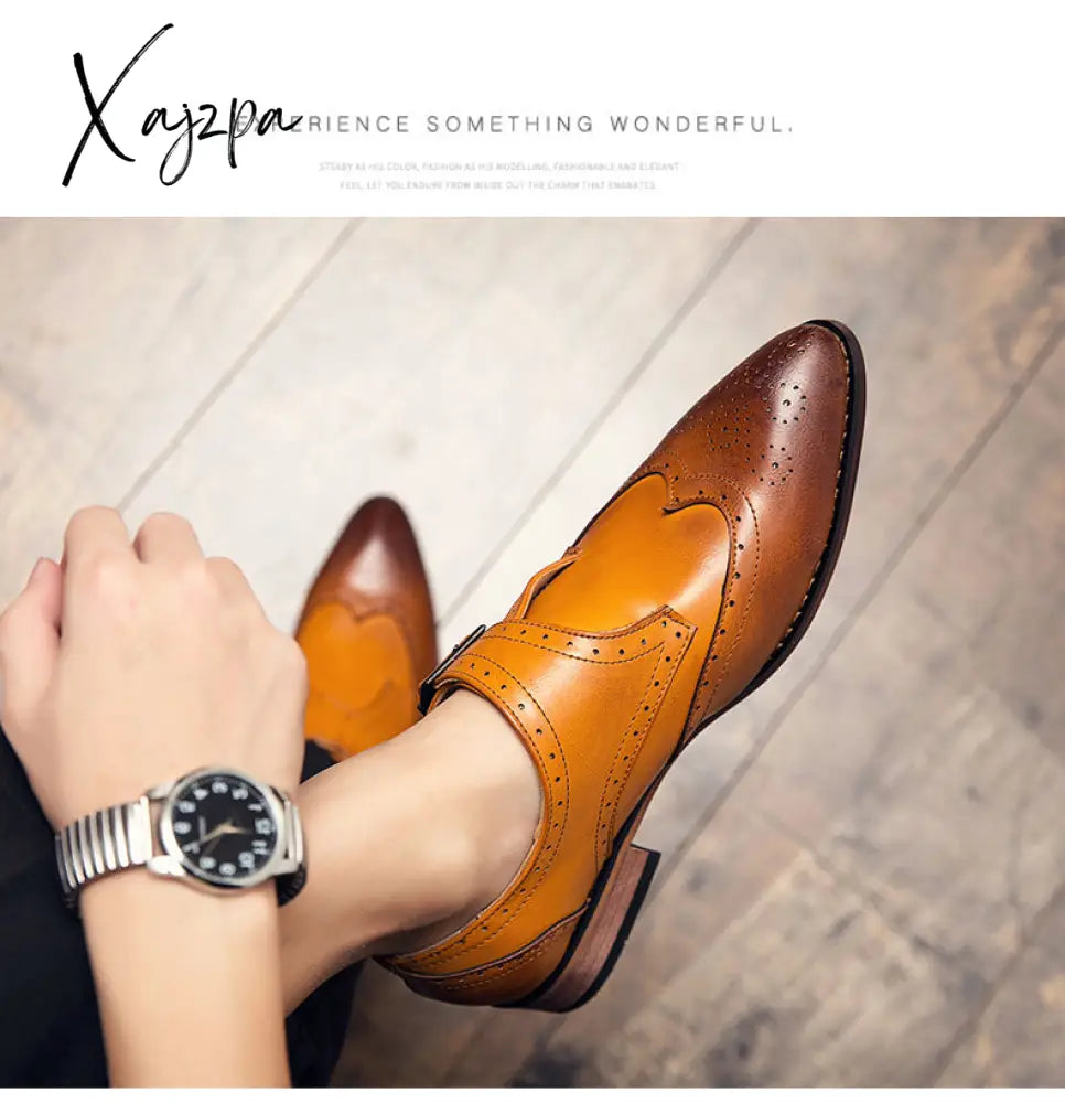 Xajzpa - Men’s Dress Shoes New Fashion Pu Leather Buckle Strap Business Casual High Quality For